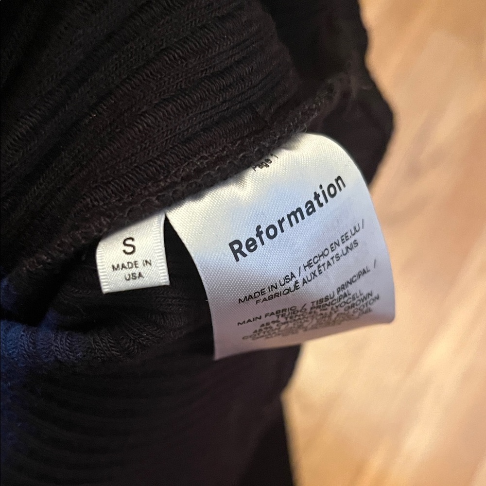 Reformation Black October Ribbed Long Sleeve Top - Picture 7 of 8